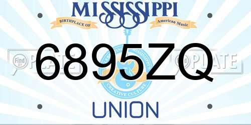6895ZQ Mississippi License Plate
