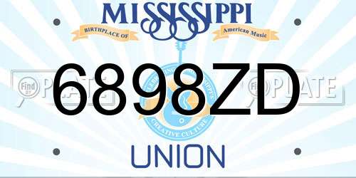 6898ZD Mississippi License Plate