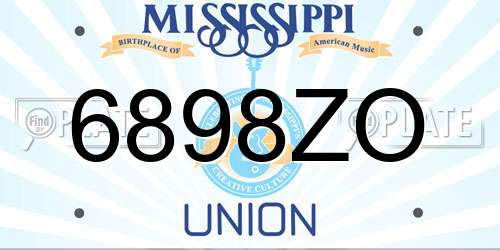 6898ZO Mississippi License Plate