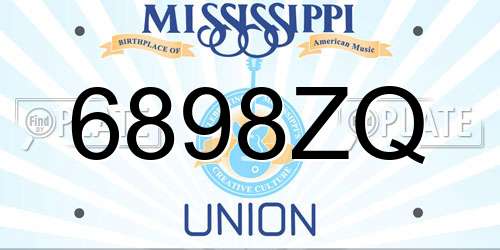 6898ZQ Mississippi License Plate