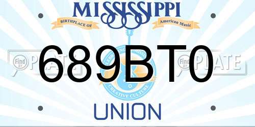 689BT0 Mississippi License Plate
