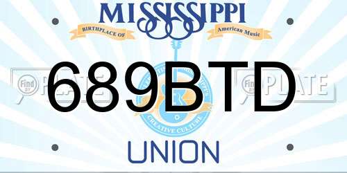 689BTD Mississippi License Plate