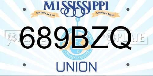 689BZQ Mississippi License Plate