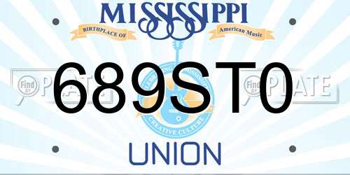 689ST0 Mississippi License Plate