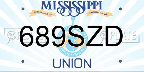 689SZD Mississippi License Plate