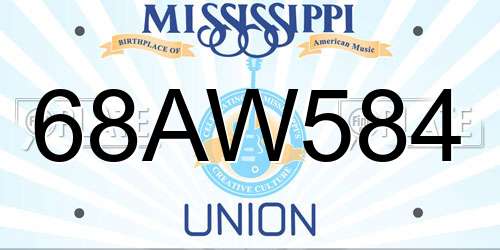 68AW584 Mississippi License Plate