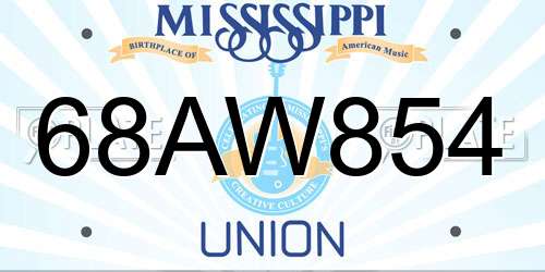 68AW854 Mississippi License Plate