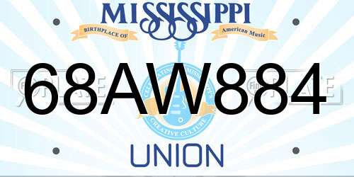 68AW884 Mississippi License Plate