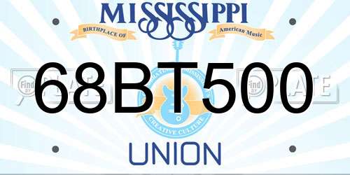 68BT500 Mississippi License Plate