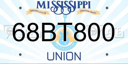 68BT800 Mississippi License Plate