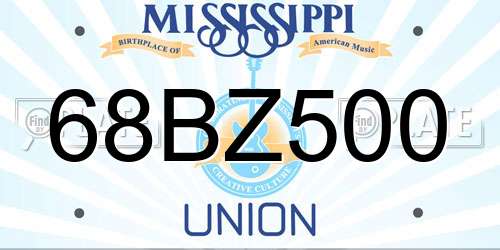 68BZ500 Mississippi License Plate