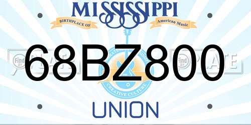 68BZ800 Mississippi License Plate