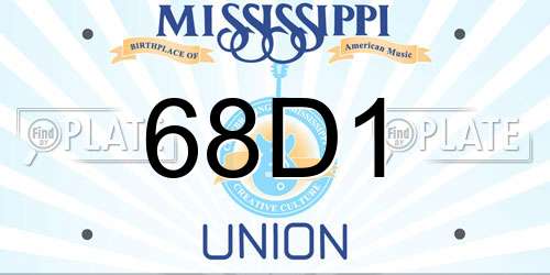 68D1 Mississippi License Plate