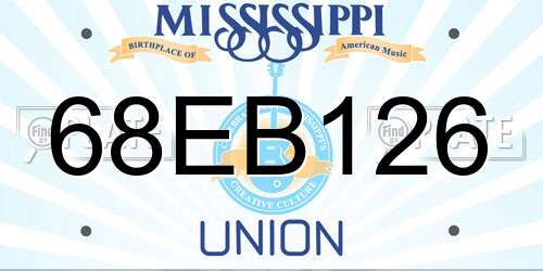 68EB126 Mississippi License Plate