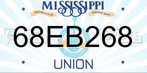 68EB268 Mississippi License Plate