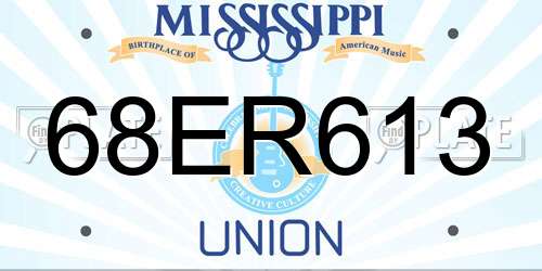 68ER613 Mississippi License Plate