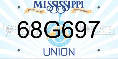 68G697 Mississippi License Plate