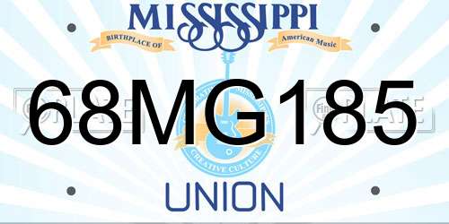 68MG185 Mississippi License Plate