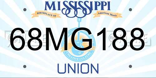 68MG188 Mississippi License Plate