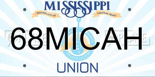 68MICAH Mississippi License Plate