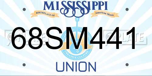 68SM441 Mississippi License Plate