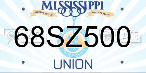 68SZ500 Mississippi License Plate