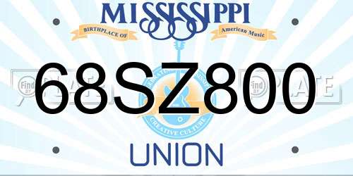 68SZ800 Mississippi License Plate