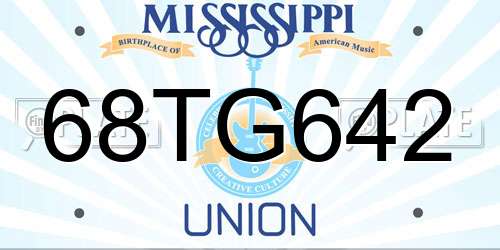 68TG642 Mississippi License Plate