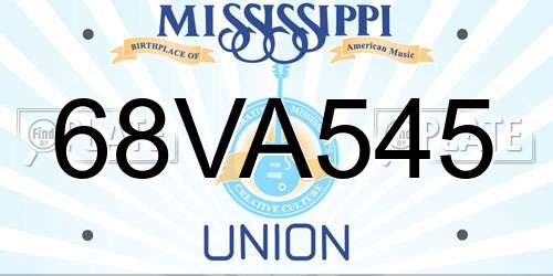 68VA545 Mississippi License Plate