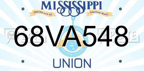 68VA548 Mississippi License Plate