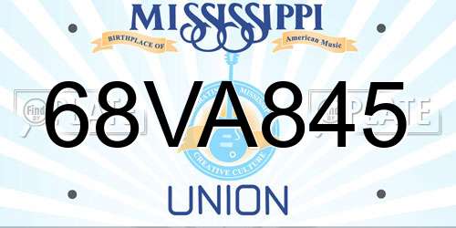 68VA845 Mississippi License Plate
