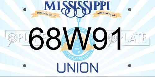 68W91 Mississippi License Plate