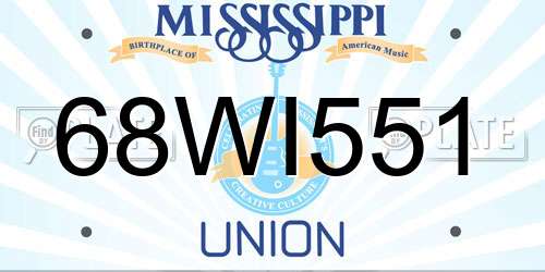 68WI551 Mississippi License Plate