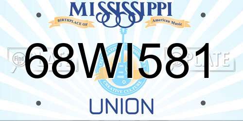 68WI581 Mississippi License Plate