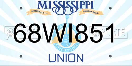 68WI851 Mississippi License Plate
