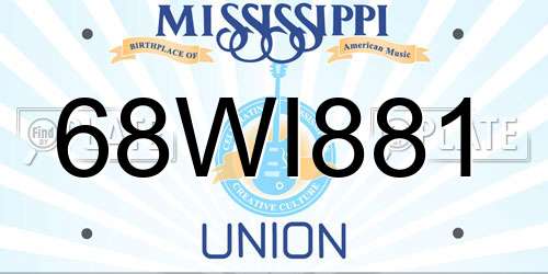 68WI881 Mississippi License Plate