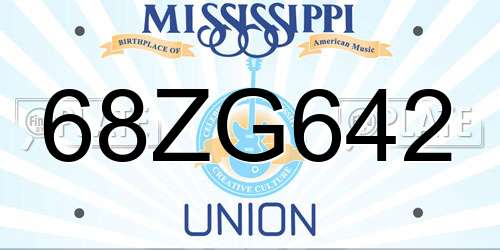 68ZG642 Mississippi License Plate