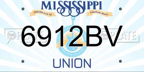 6912BV Mississippi License Plate