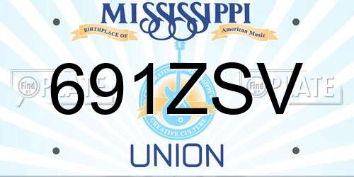 691ZSV Mississippi License Plate