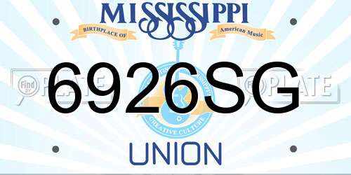 6926SG Mississippi License Plate