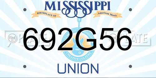692G56 Mississippi License Plate
