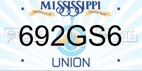 692GS6 Mississippi License Plate