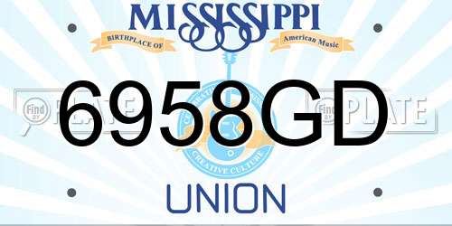 6958GD Mississippi License Plate