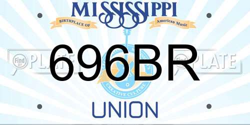 696BR Mississippi License Plate