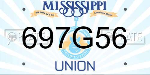 697G56 Mississippi License Plate