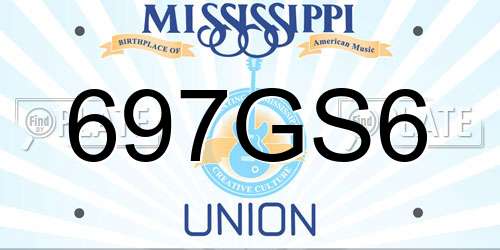 697GS6 Mississippi License Plate