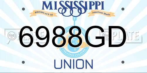 6988GD Mississippi License Plate