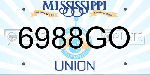 6988GO Mississippi License Plate