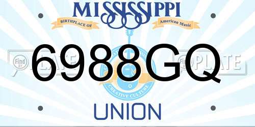 6988GQ Mississippi License Plate
