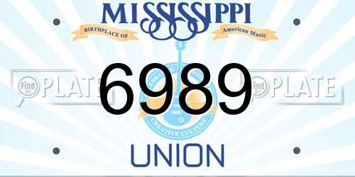 6989 Mississippi License Plate